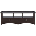 Wooden TV Stand with Three Open Media Compartments and Two Drawers, Espresso Brown