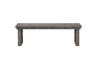 Wooden Dining Bench with Sled Legs and Decorative Scrolled Motifs, Gray