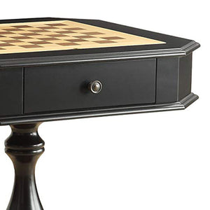 Wooden Game Table with Drawer and Reversible Game Tray, Black