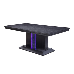 Wooden Dining Table with LED Light, Black