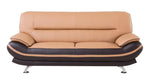 Wooden Framed Sofa with Tufted Faux Leather Upholstery, Brown and Silver