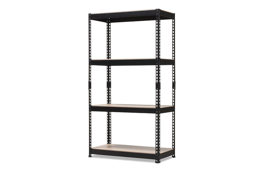 Baxton Studio Cody Black Metal 4-Shelf Multipurpose Shelving Rack