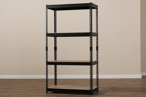 Baxton Studio Cody Black Metal 4-Shelf Multipurpose Shelving Rack