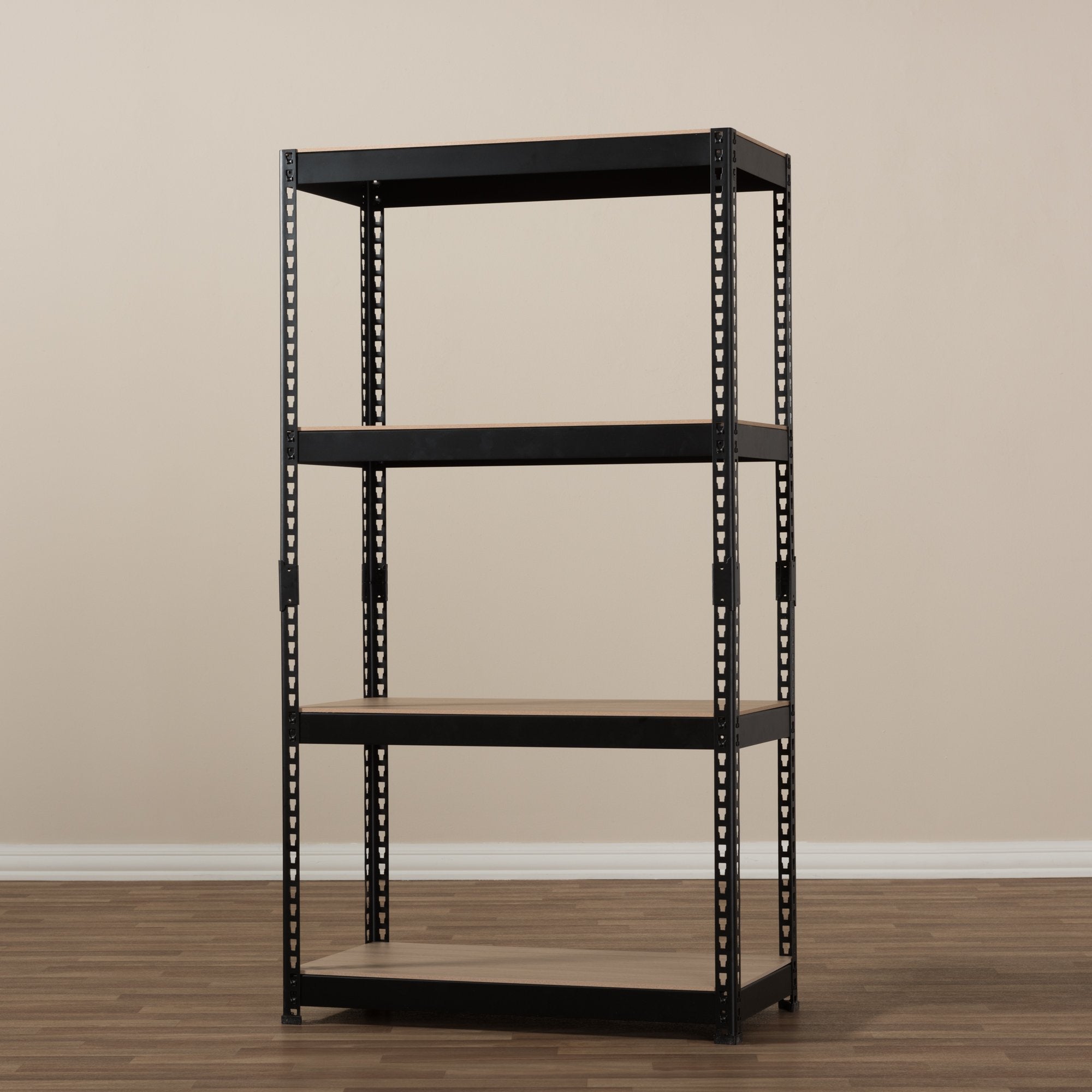 Baxton Studio Cody Black Metal 4-Shelf Multipurpose Shelving Rack