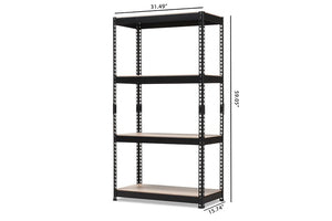 Baxton Studio Cody Black Metal 4-Shelf Multipurpose Shelving Rack