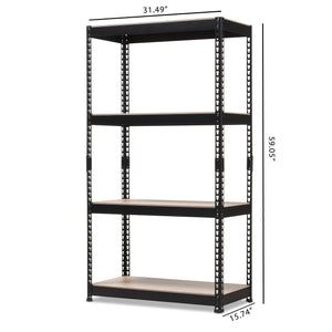 Baxton Studio Cody Black Metal 4-Shelf Multipurpose Shelving Rack