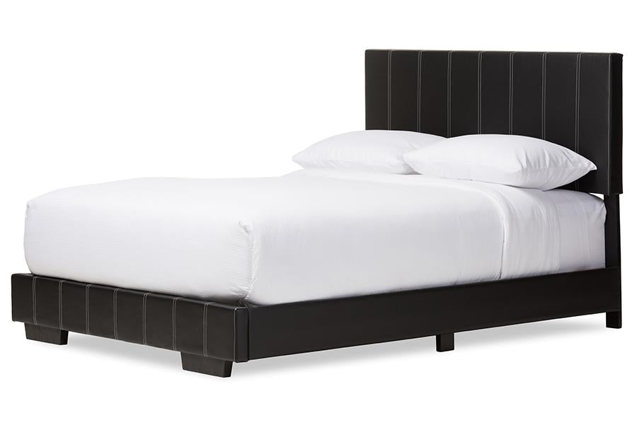 Baxton Studio Atlas Modern and Contemporary Black Faux Leather Full Size Platform Bed