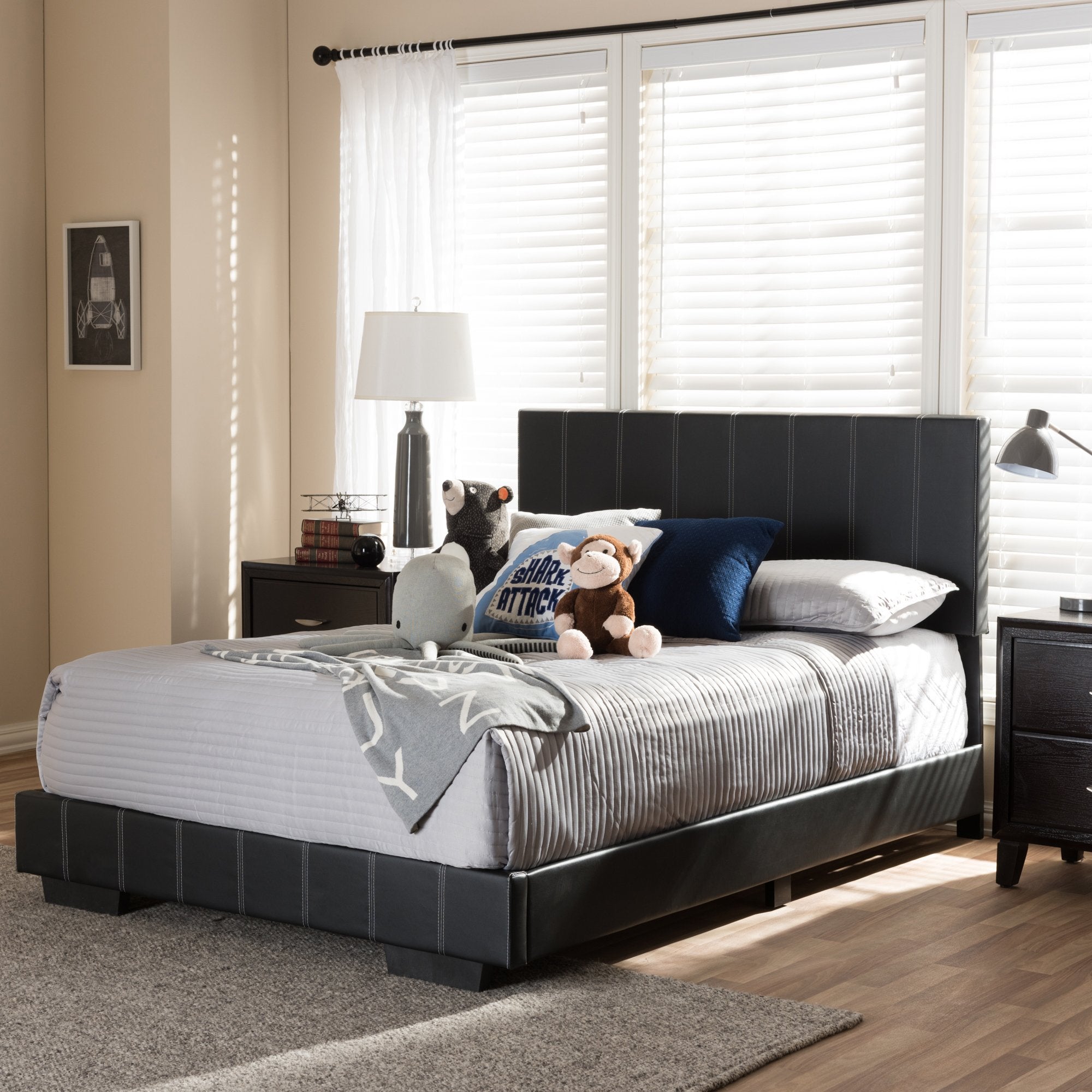 Baxton Studio Atlas Modern and Contemporary Black Faux Leather Full Size Platform Bed