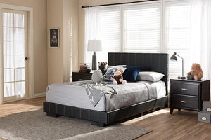 Baxton Studio Atlas Modern and Contemporary Black Faux Leather Full Size Platform Bed