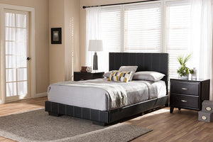 Baxton Studio Atlas Modern and Contemporary Black Faux Leather Full Size Platform Bed