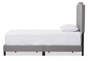 Baxton Studio Benjamin Modern and Contemporary Grey Fabric Upholstered Twin Size Arched Bed with Nail Heads