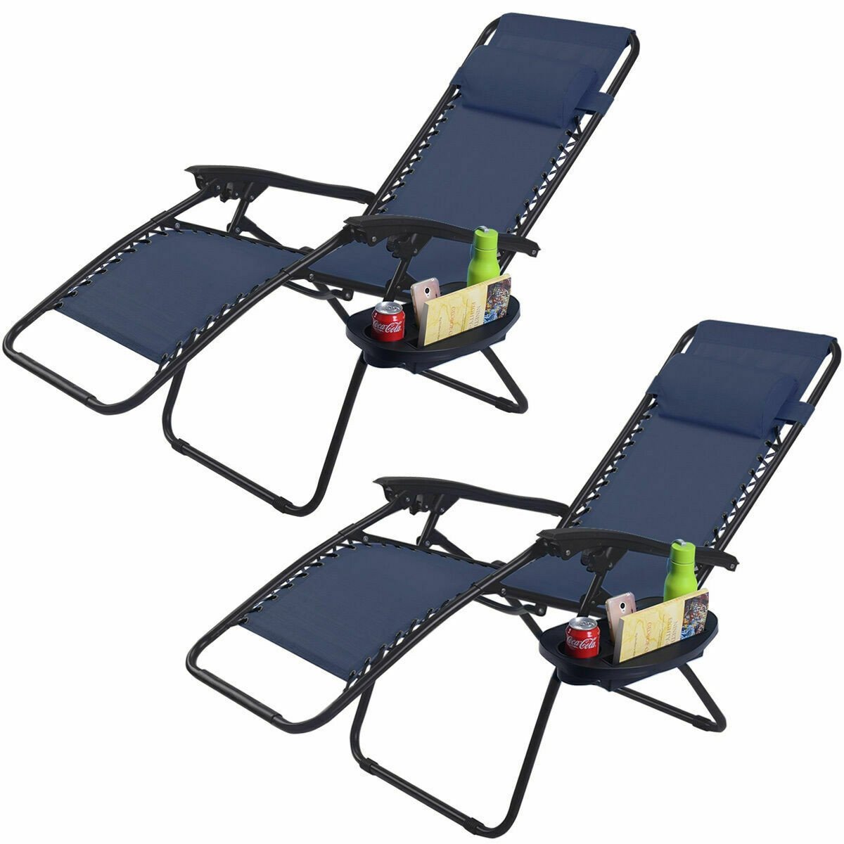 Zero Impact Pool Patio Lounge Chair Set of 2 Stow & Go