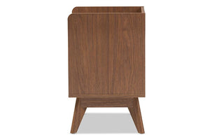 Baxton Studio Brighton Mid-Century Modern White and Walnut Wood 3-Drawer Storage Nightstand