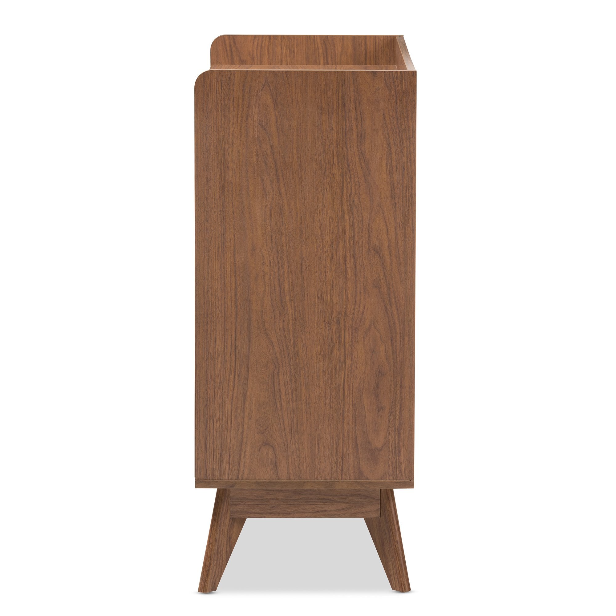 Baxton Studio Brighton Mid-Century Modern White and Walnut Wood Storage Shoe Cabinet