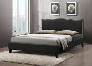 Baxton Studio Battersby Black Modern Bed with Upholstered Headboard - Queen Size