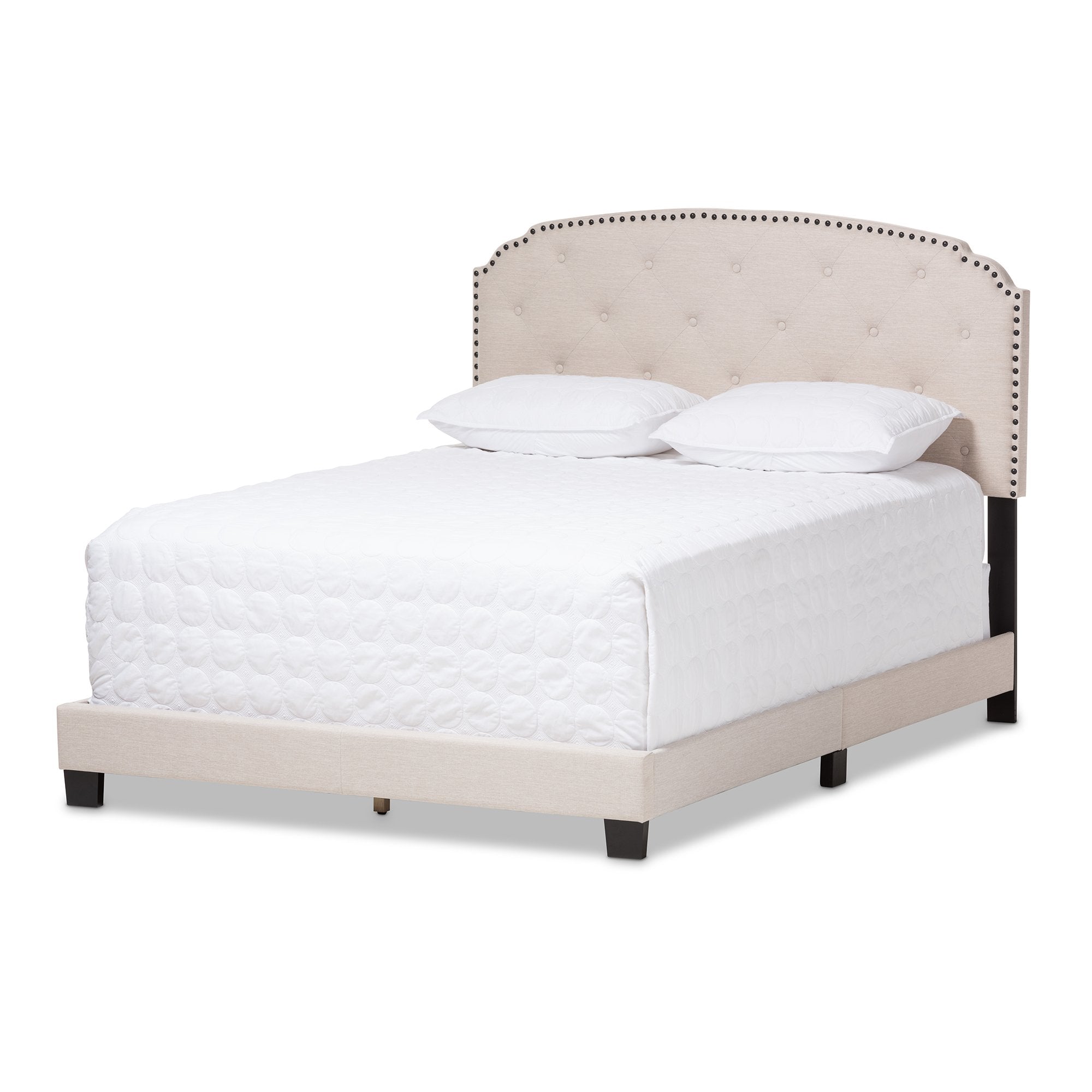 Baxton Studio Lexi Modern and Contemporary Light Beige Fabric Upholstered King Size Bed