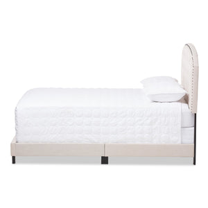 Baxton Studio Lexi Modern and Contemporary Light Beige Fabric Upholstered King Size Bed