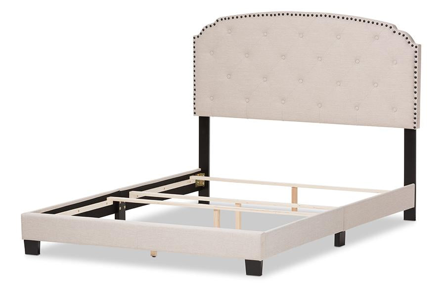 Baxton Studio Lexi Modern and Contemporary Light Beige Fabric Upholstered King Size Bed