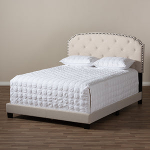 Baxton Studio Lexi Modern and Contemporary Light Beige Fabric Upholstered Queen Size Bed