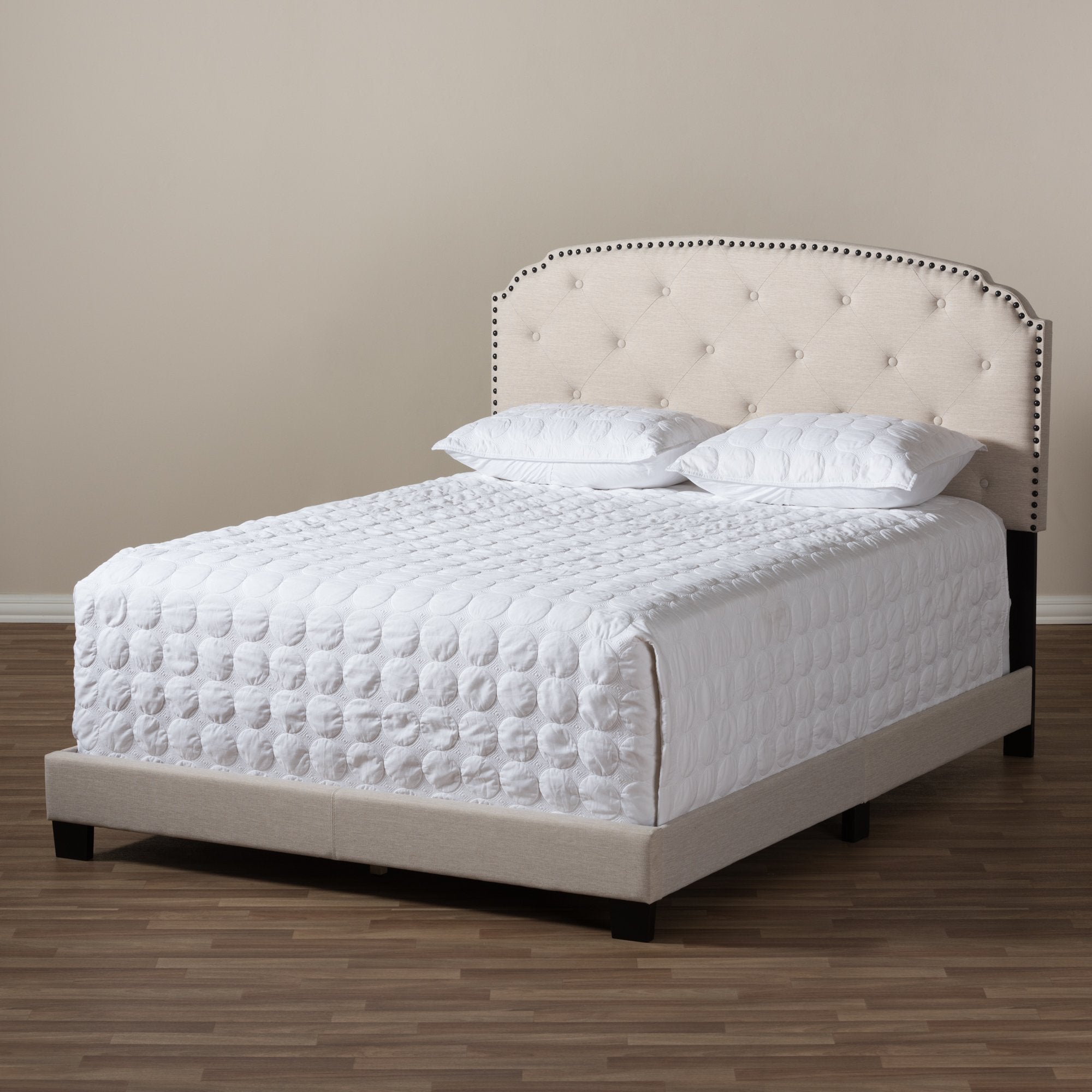 Baxton Studio Lexi Modern and Contemporary Light Beige Fabric Upholstered King Size Bed