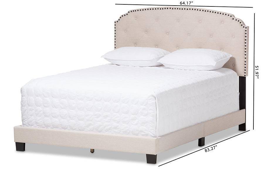 Baxton Studio Lexi Modern and Contemporary Light Beige Fabric Upholstered Queen Size Bed