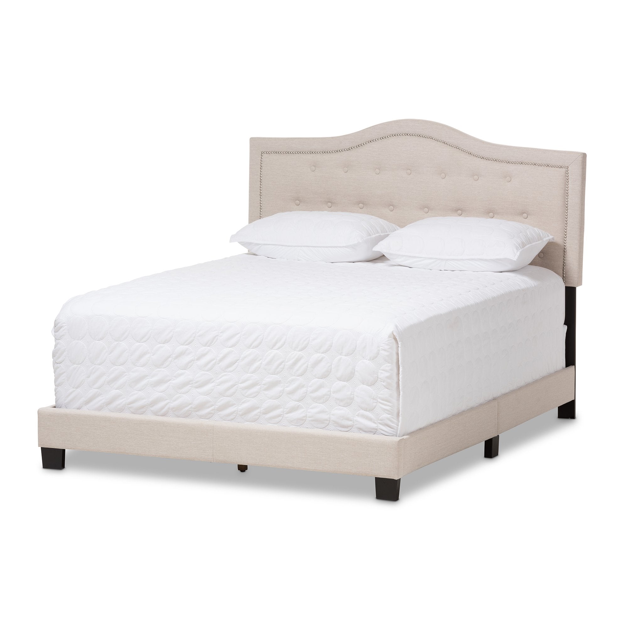 Baxton Studio Emerson Modern and Contemporary Light Beige Fabric Upholstered Queen Size Bed