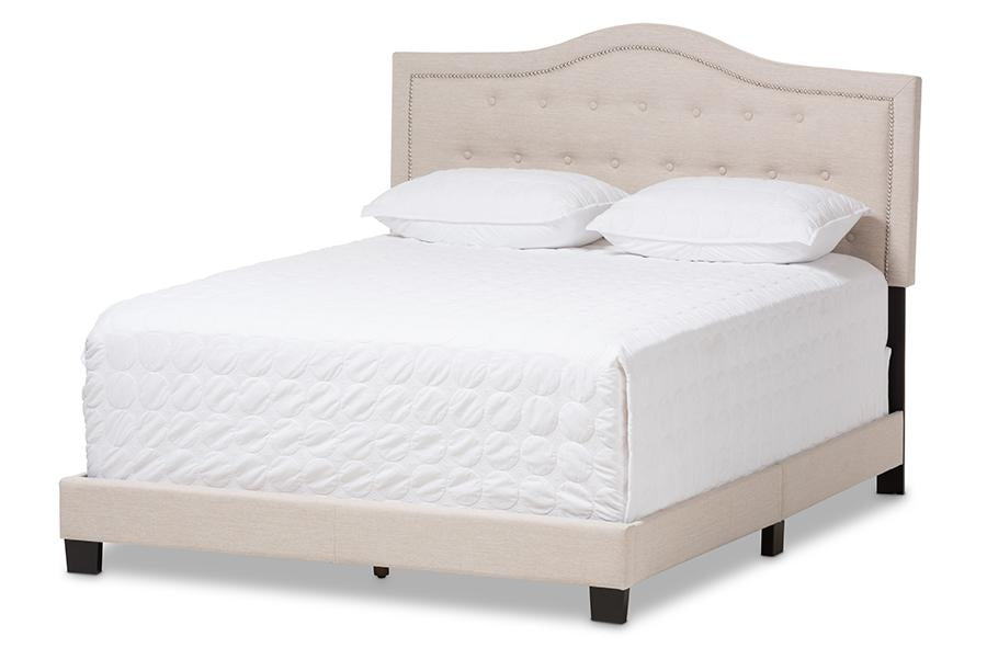 Baxton Studio Emerson Modern and Contemporary Light Beige Fabric Upholstered Queen Size Bed