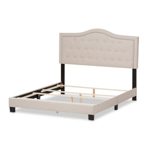 Baxton Studio Emerson Modern and Contemporary Light Beige Fabric Upholstered King Size Bed