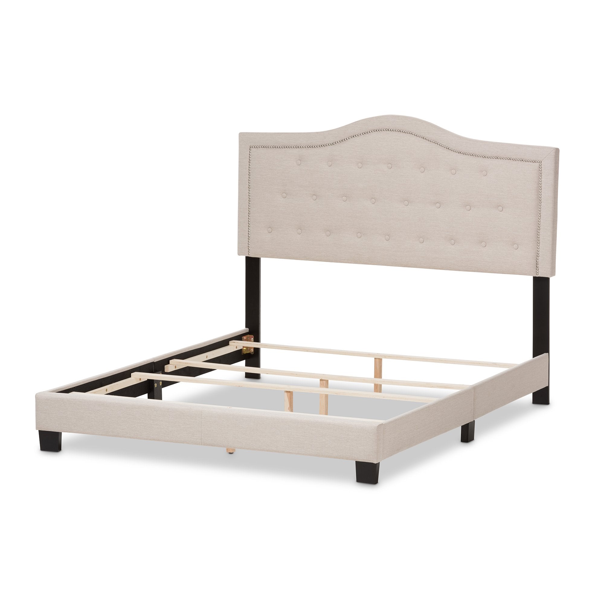 Baxton Studio Emerson Modern and Contemporary Light Beige Fabric Upholstered Queen Size Bed