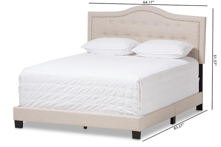 Baxton Studio Emerson Modern and Contemporary Light Beige Fabric Upholstered King Size Bed