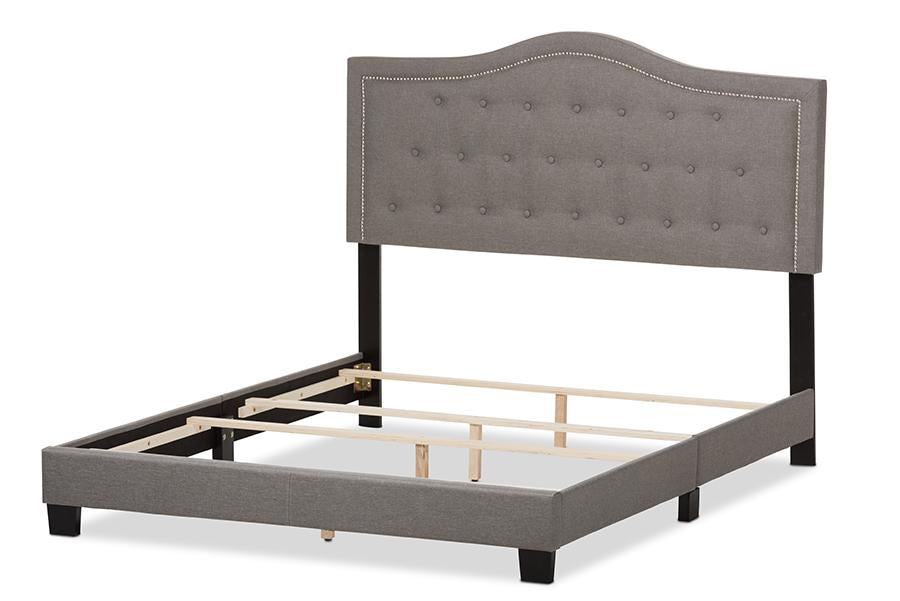 Baxton Studio Emerson Modern and Contemporary Light Grey Fabric Upholstered King Size Bed