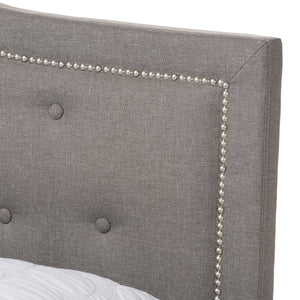 Baxton Studio Emerson Modern and Contemporary Light Grey Fabric Upholstered King Size Bed