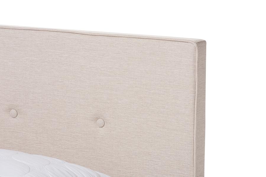 Baxton Studio Hampton Modern and Contemporary Light Beige Fabric Upholstered King Size Bed