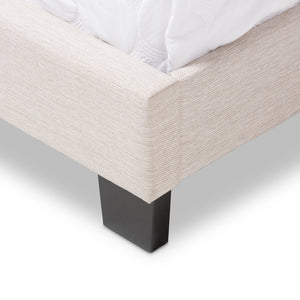 Baxton Studio Hampton Modern and Contemporary Light Beige Fabric Upholstered King Size Bed