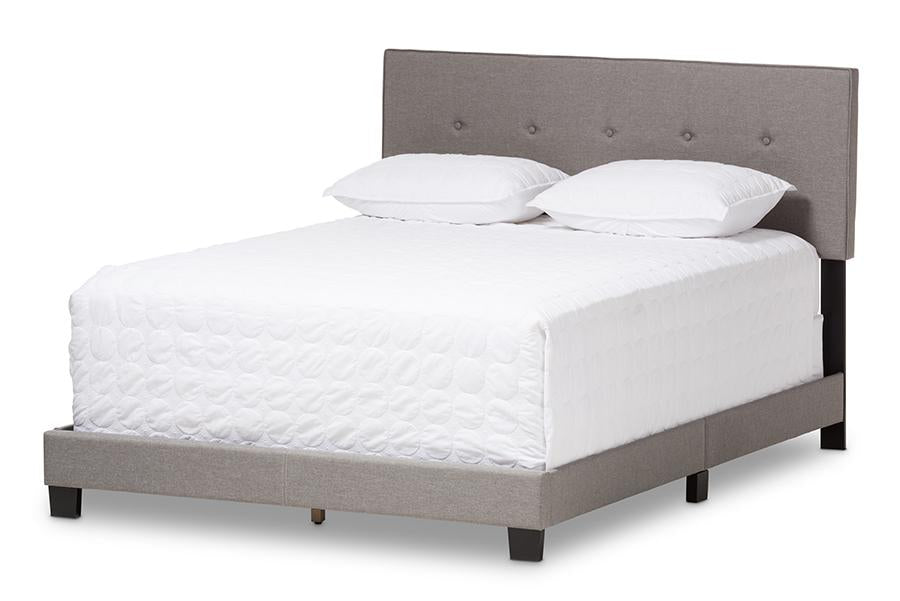 Baxton Studio Hampton Modern and Contemporary Light Grey Fabric Upholstered King Size Bed