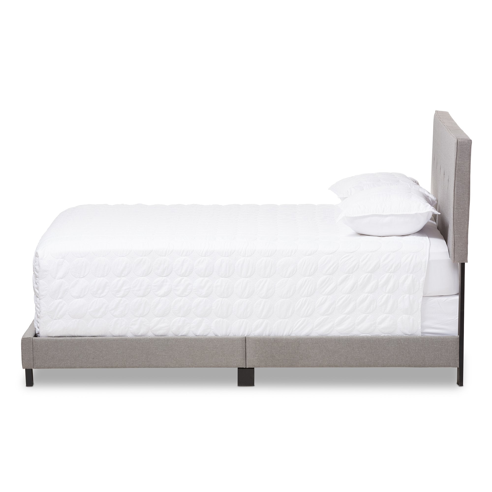 Baxton Studio Hampton Modern and Contemporary Light Grey Fabric Upholstered King Size Bed