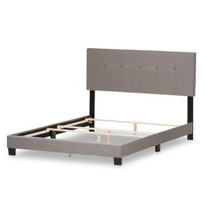 Baxton Studio Hampton Modern and Contemporary Light Grey Fabric Upholstered King Size Bed