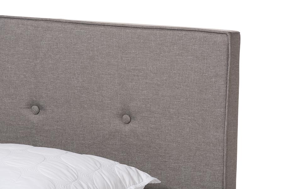 Baxton Studio Hampton Modern and Contemporary Light Grey Fabric Upholstered Full Size Bed