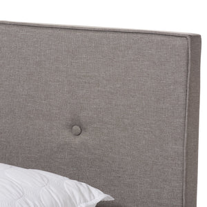 Baxton Studio Hampton Modern and Contemporary Light Grey Fabric Upholstered King Size Bed