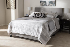 Baxton Studio Hampton Modern and Contemporary Light Grey Fabric Upholstered Queen Size Bed