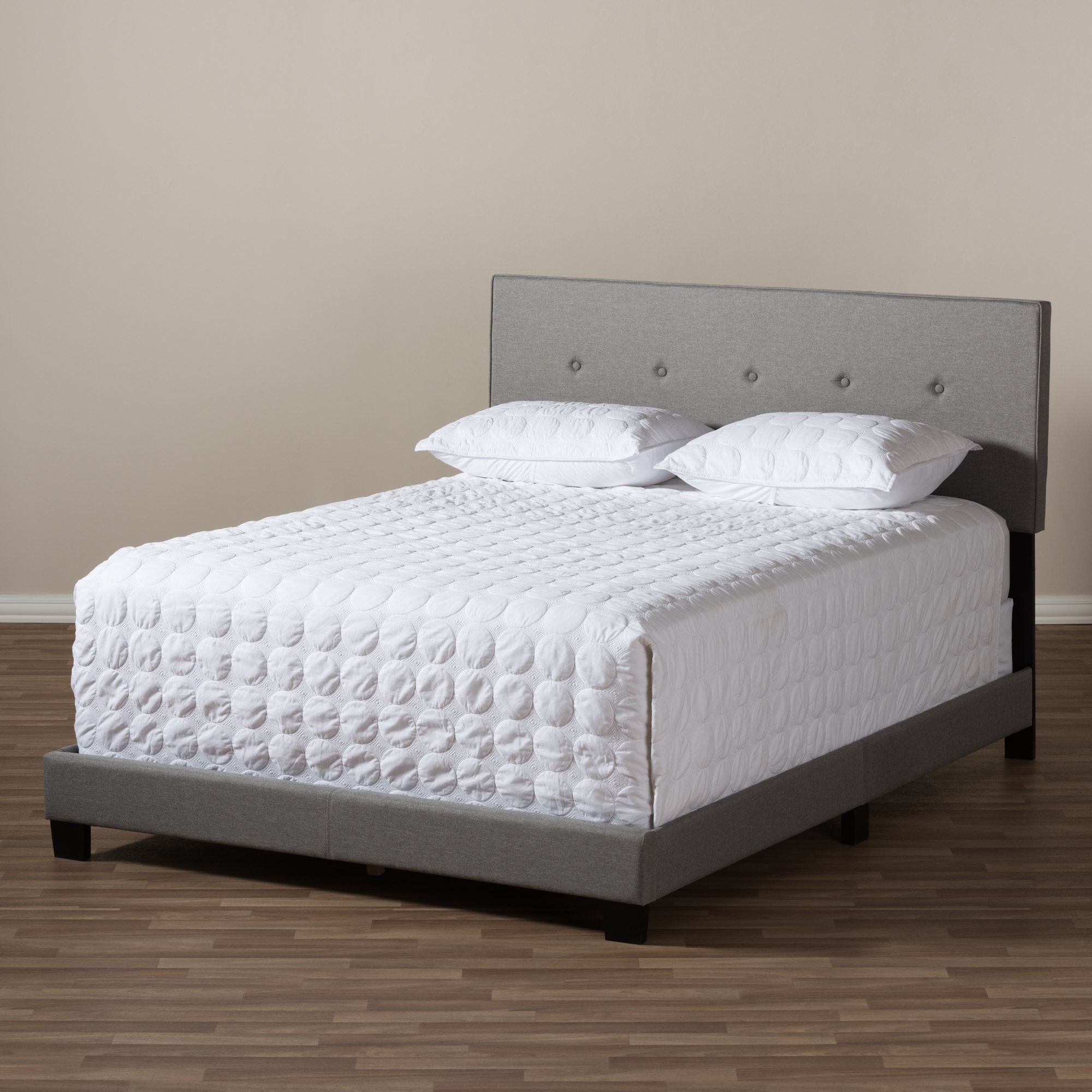 Baxton Studio Hampton Modern and Contemporary Light Grey Fabric Upholstered Full Size Bed