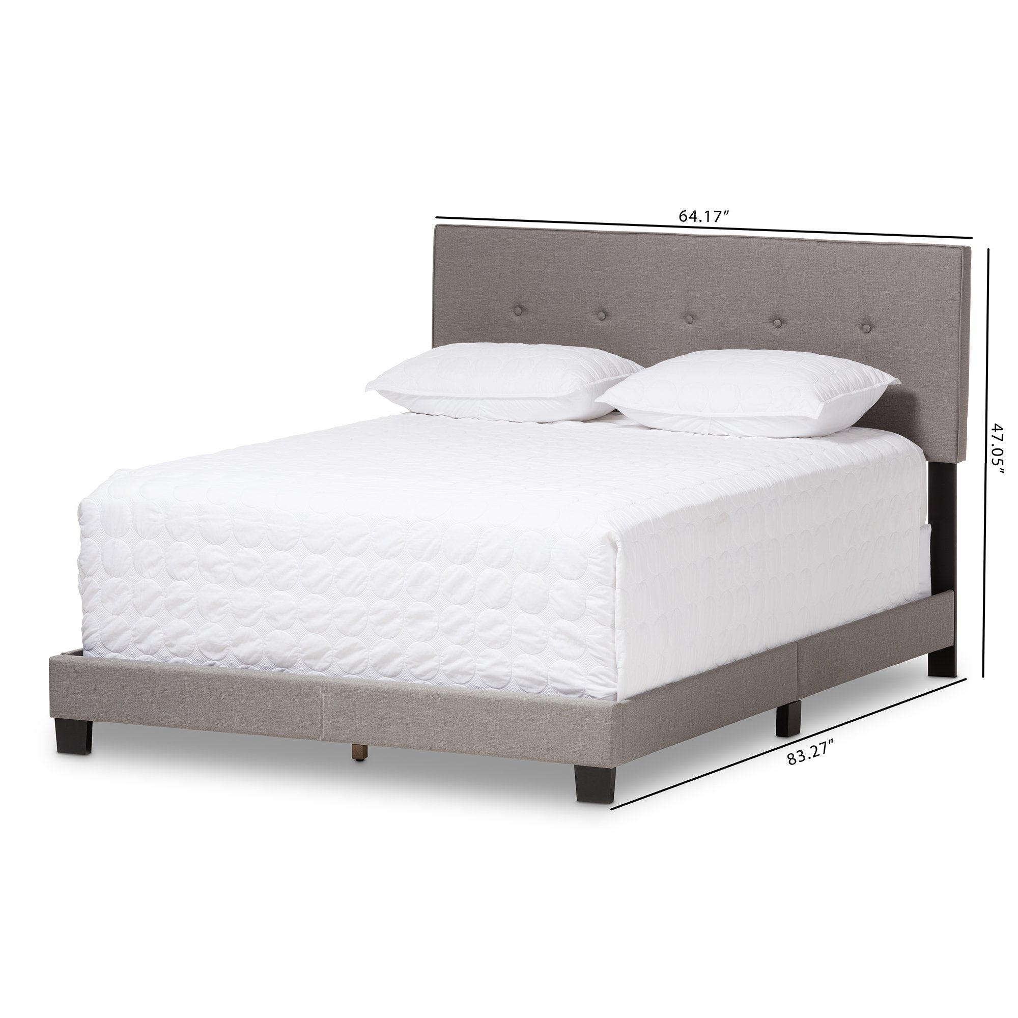 Baxton Studio Hampton Modern and Contemporary Light Grey Fabric Upholstered King Size Bed