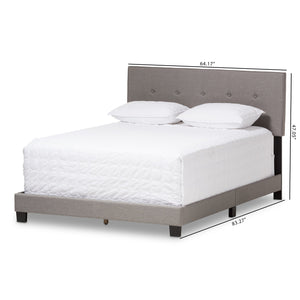 Baxton Studio Hampton Modern and Contemporary Light Grey Fabric Upholstered Queen Size Bed