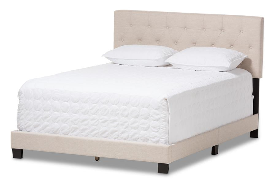 Baxton Studio Cassandra Modern and Contemporary Light Beige Fabric Upholstered King Size Bed