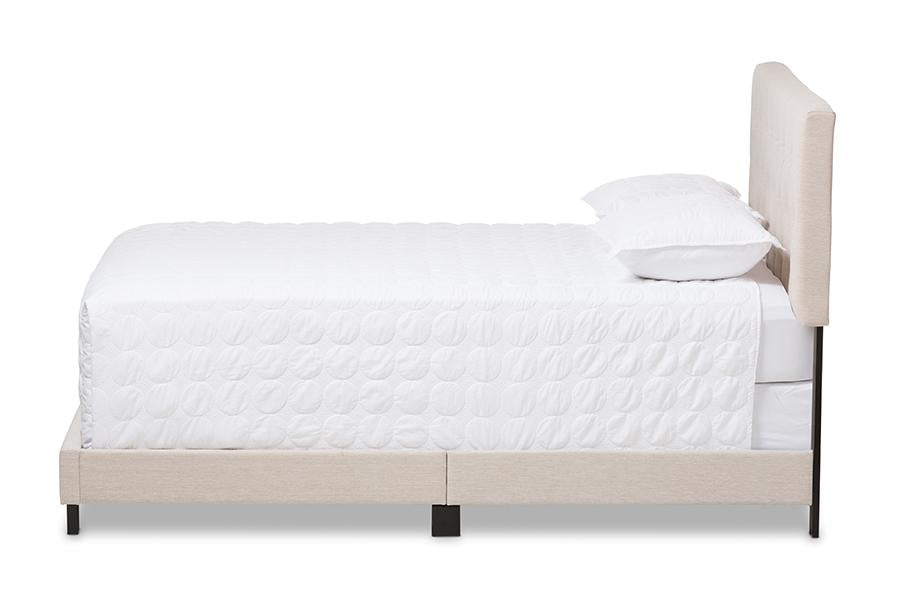 Baxton Studio Cassandra Modern and Contemporary Light Beige Fabric Upholstered King Size Bed