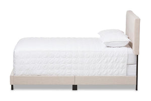 Baxton Studio Cassandra Modern and Contemporary Light Beige Fabric Upholstered Queen Size Bed