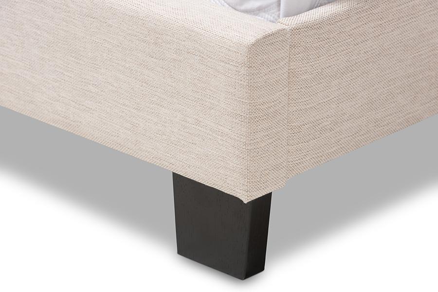 Baxton Studio Cassandra Modern and Contemporary Light Beige Fabric Upholstered King Size Bed