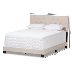 Baxton Studio Cassandra Modern and Contemporary Light Beige Fabric Upholstered King Size Bed