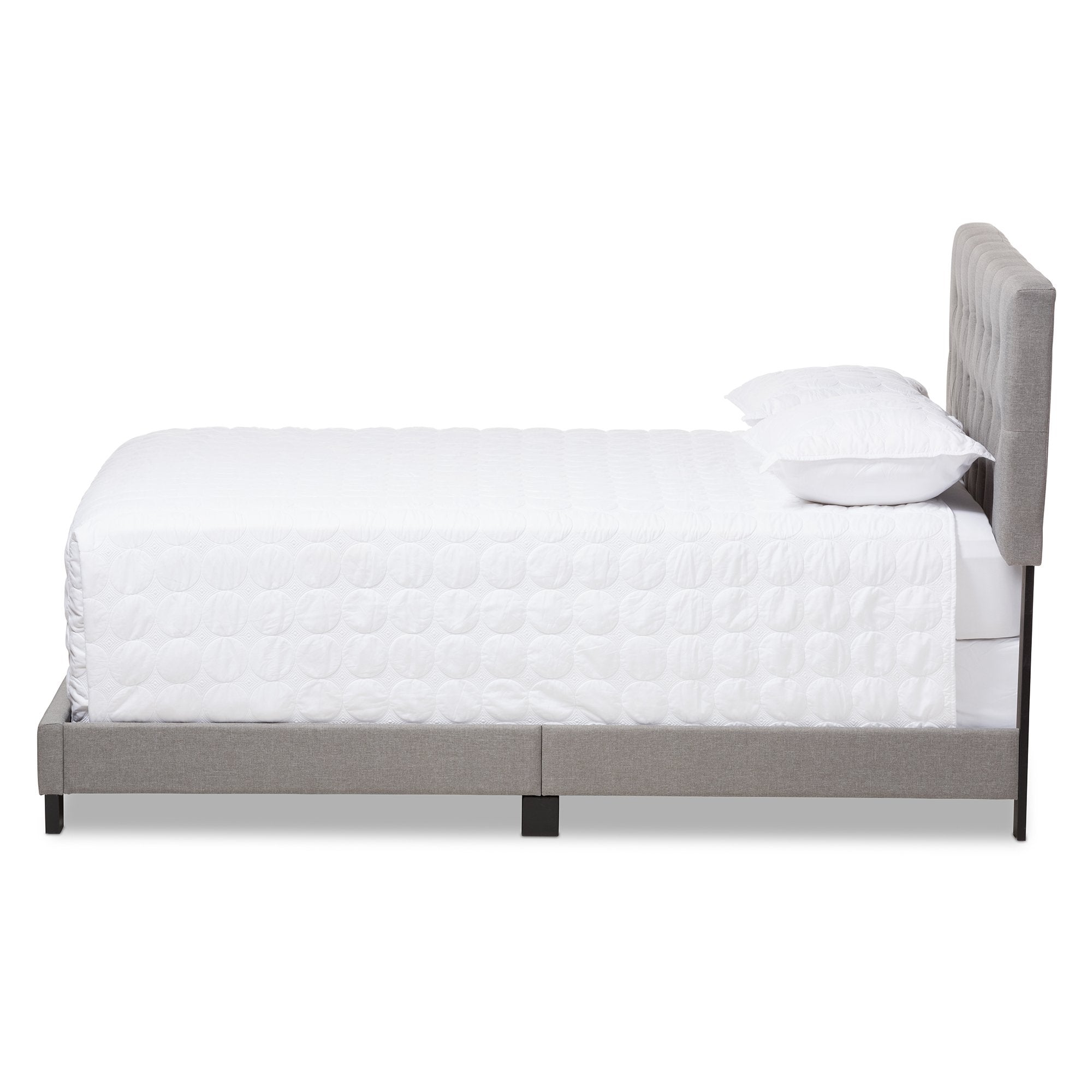 Baxton Studio Cassandra Modern and Contemporary Light Grey Fabric Upholstered Queen Size Bed