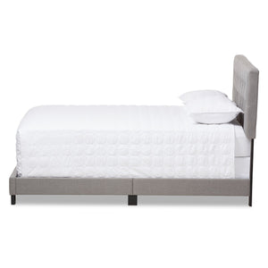 Baxton Studio Cassandra Modern and Contemporary Light Grey Fabric Upholstered King Size Bed